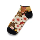 ◥(M)◤の和柄×桜×一松柄 Ankle Socks