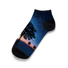 猫との風景の風景_星空と木 Ankle Socks