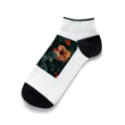 オンラインショップイエローリーフのオレンジ色のハイビスカスの花 Ankle Socks