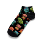 monyuraのmonyura monster(総柄ブラック)  Ankle Socks