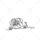 パグ PUG ぱぐ  OHMAI GALLERYのパグ一筆書Tシャツ くるぶしソックス