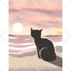 えんがわすまいる商店の海と夕陽と猫 くるぶしソックス