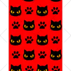 mkumakumaの黒猫と足跡赤 くるぶしソックス