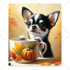 DeenaDeeのAutumn Curiosity: Chihuahua & Mug Magic 秋の好奇心: チワワとマグカップ くるぶしソックス