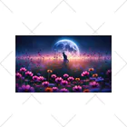 space catの花畑と猫と満月と くるぶしソックス