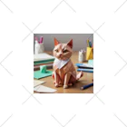 enercoの折り紙　机の上に乗っている猫 くるぶしソックス