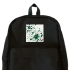 アミュペンの数学的なデザインを持つ緑と白の花 Backpack