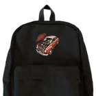 River book designのスポーティな赤い車がセンターに駐車。 Backpack