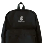 人魚堂の人魚堂(NINGYODO)ロゴ入りリュック(マーク＆文字ロゴ白) Backpack with NINGYODO logo (mark & text logo white) リュック
