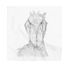 森図鑑の[森図鑑] ハシビロコウの顔 鉛筆画 バンダナ