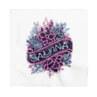 N SAUNA LOGOのネオン風花柄サウナロゴ11　花柄ver.4 バンダナ