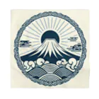 Cool Japanese CultureのMinimalist Traditional Japanese Motif Featuring Mount Fuji and Seigaiha Patterns Bandana