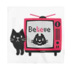 イラスト MONYAAT の黒猫のテレビに出るにゃー L バンダナ