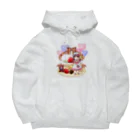 虹色珊瑚礁☆SUZURI店の苺ショートケーキ（チェックリボン） Big Hoodie