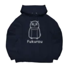 MrKShirtsのFukurou (フクロウ) 白デザイン ビッグシルエットパーカー