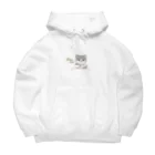 little lion house公式ショップ（大人のためのねこ）の黒白猫のシンプルモノトーン Big Hoodie