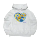  @Petrykivka Japan       💙  💛   ウクライナ伝統画法のペトリキウカハート、大（リボン)  Big Hoodie