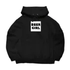 BEERのビールガール_黒字(白背景) ビッグシルエットパーカー