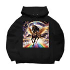 ひよっこなボスの宇宙の虹を駆ける金鎧の黒ペガサス Big Hoodie