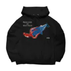 Kinkadesign うみのいきものカワイイShopのマッコウクジラVSダイオウイカ Big Hoodie