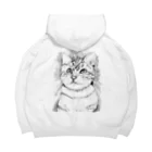 greetenのアート猫　モノクロ　 Big Hoodie