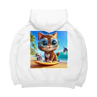 猫と紡ぐ物語のお気に入りのサーフボードでサーフィンする猫 Big Hoodie