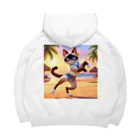 猫と紡ぐ物語のリズム感抜群！長身な白シャムネコがビーチでランバダダンス！  Big Hoodie