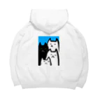 ねこちやのねこちかぞく（青背景）パーカー Big Hoodie