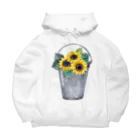 Fred HorstmanのWatering bucket and sunflowers  じょうろ と ひまわり Big Hoodie