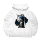 Hamidusのパールイヤリングをした猫- Vermeerの笑える絵画 Big Hoodie