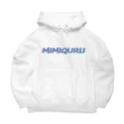  #satisfyingのMIMIQURU ミミキュル　ブルー夏文字 Big Hoodie