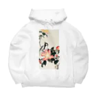 MUGEN ARTの小原古邨　椿に四十雀  Ohara Koson / Great tit on branch with pink flowers  Big Hoodie