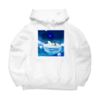 NORIMA'S SHOP の流氷の上で魚釣りを楽しむ、しろくま君とペンギンちゃん Big Hoodie