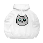 やきぱんのドット絵のねこ（サバトラ） ビッグシルエットパーカー