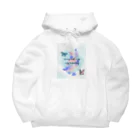 Mixed Dの水彩キャット Big Hoodie