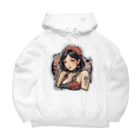 streetsnapの可愛いタトゥーだらけの女性、片面プリントパーカー、期間限定 Big Hoodie