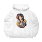 streetsnapの可愛いタトゥーだらけの女性、片面プリントパーカー、期間限定 Big Hoodie