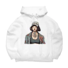 streetsnapの可愛いタトゥーだらけの女性、片面プリントパーカー、期間限定 Big Hoodie