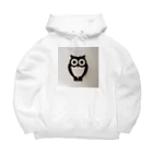 Owlの白黒フクロウちゃんのイラストグッズ ビッグシルエットパーカー