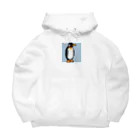 フリーダムのどこかを見ているペンギン　ピクセルアート Big Hoodie