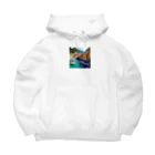 KSK SHOPの絵画のようなチンクエテッレの風景 Big Hoodie