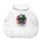 Moodifyのサイバーパンククラゲ　ミズクラゲ　水彩画スプラッシュ Big Hoodie