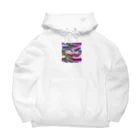 Kumamanのオーロラシルク　Shineロゴ入り Big Hoodie