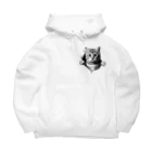 飛び出す！アニマルショップの飛び出す猫 モノクロver Big Hoodie