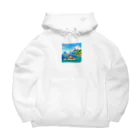 keita-sawadaのドット　ボラボラ島のオーバーウォーターバンガロー Big Hoodie