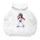 シロクマペンギンのドット絵体操服の女の子 ビッグシルエットパーカー