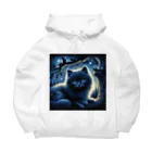 雑貨屋ちぃずの黒猫と夜空 Big Hoodie