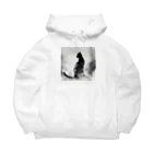 mamachanxxxの謎めいたモノクロねこ Big Hoodie