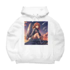 プリンゴブリンの夕陽に輝くロケット子さん Big Hoodie