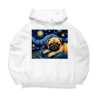 Dog Art Museumの【星降る夜 - パグ犬の子犬 No.3】 Big Hoodie